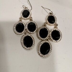 Black stone and crystal earrings.